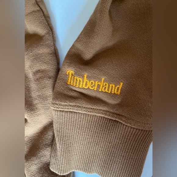 Men’s Timberland Brown Hoodie Sweatshirt with Ribbed Cuffs and boot Logo Small - Picture 3 of 6